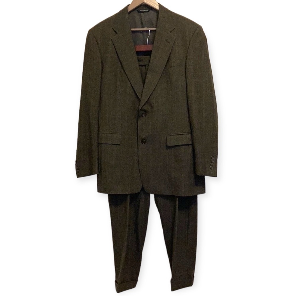 Vintage Burberrys Brown Glencheck Wool Suit Size 41L Union Made USA Preppy